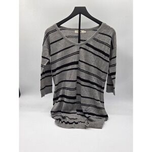 Missa Women's Small Gray Black Striped Mohair Blend Sweater NWT